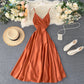 Gentle style long skirt 2025 new backless lace-up waist suspender dress R2354