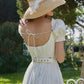 First Love Little White Dress Retro Pastoral Waist Belt Fake Two-Piece Fishbone Dress R5069