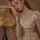French court style empire dress printed lace dress cotton R5072