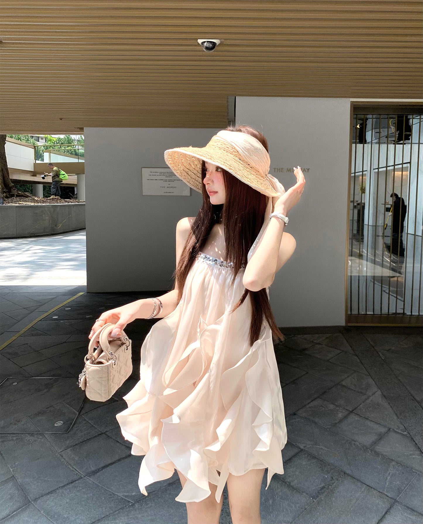 French satin sweet dress female princess summer beautiful suspender skirt R3832