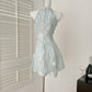 Summer sweet slim waist design short dress R2056