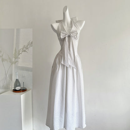 Fishbone halter neck V-neck dress Fishbone tube top R2057