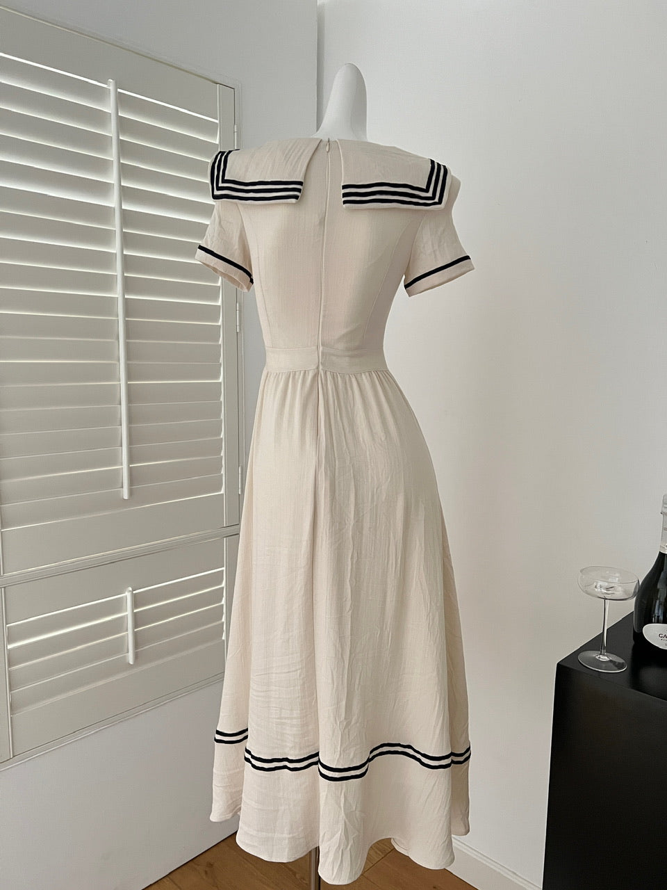 Haiyan Sweetheart College Style French Color-blocking Splicing Dress New R2172