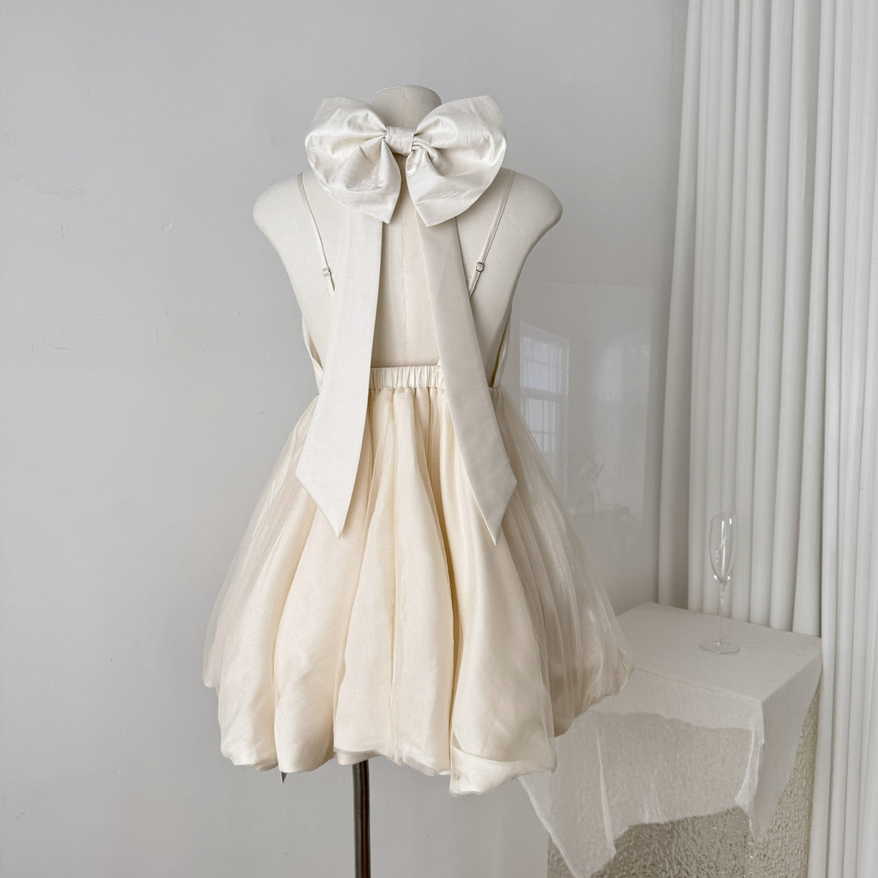 Halter neck dress 2025 summer backless bow princess dress pure desire flower bud dress R2179