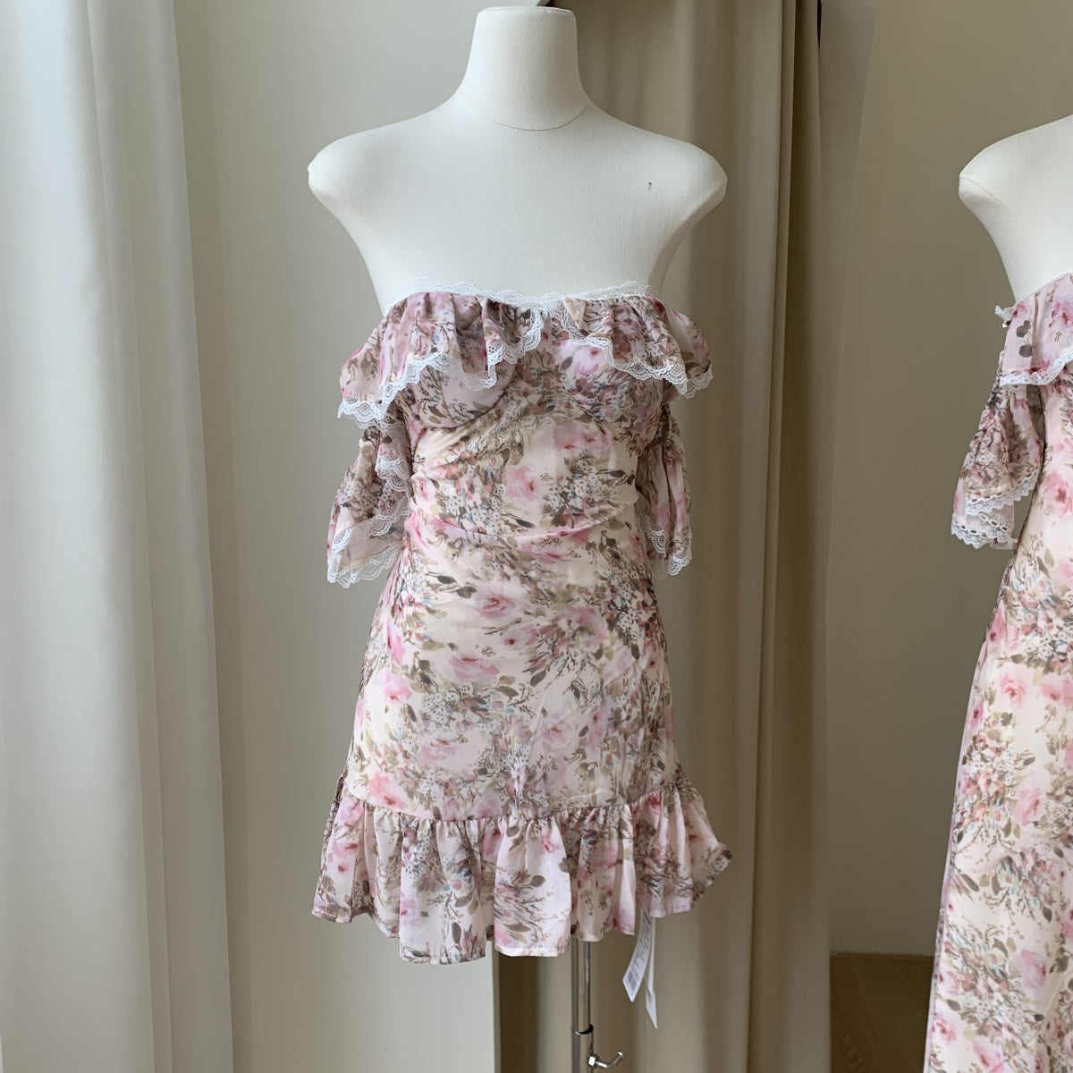 Tea dress ruffled open back waist floral dress for women new style R2187