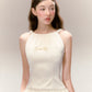 Satin Halter Neck Dress Three-Dimensional Pearl Three-Layer Cake Skirt R5207