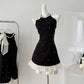 Bowknot black suspender dress 2025 loose and slim A-line skirt niche bottoming skirt R1986