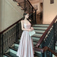 Square neck suspender dress sexy sleeveless vest waist slim fit high-end dress skirt R1482