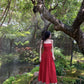 French square neck waist hip dress high waist sleeveless slim suspender dress slit long skirt R1434