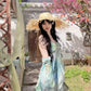 Blooming floral halter dress holiday style beautiful dress R0716