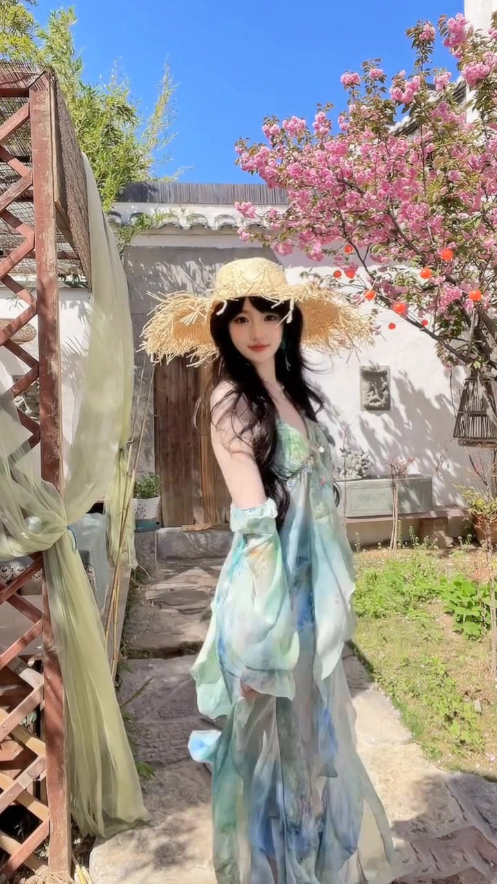 Blooming floral halter dress holiday style beautiful dress R0716