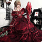 Blood red bride lolita dress dress rose flower heavy puffy princess dress R1676
