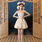 French Princess Dress White Sleeveless Herringbone Dress Homecoming Dress R5162