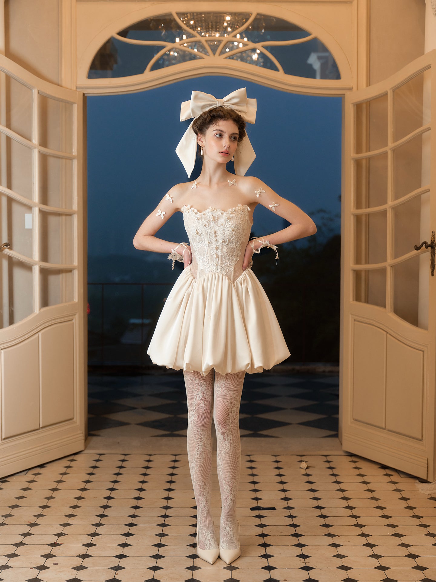 French Princess Dress White Sleeveless Herringbone Dress Homecoming Dress R5162