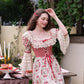 French Pastoral Retro Lace Print Herringbone Long Sleeve Dress Homecoming Dress R5165