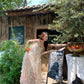 Beautiful small skirt loose A-line long skirt holiday style flower suspender dress R0693