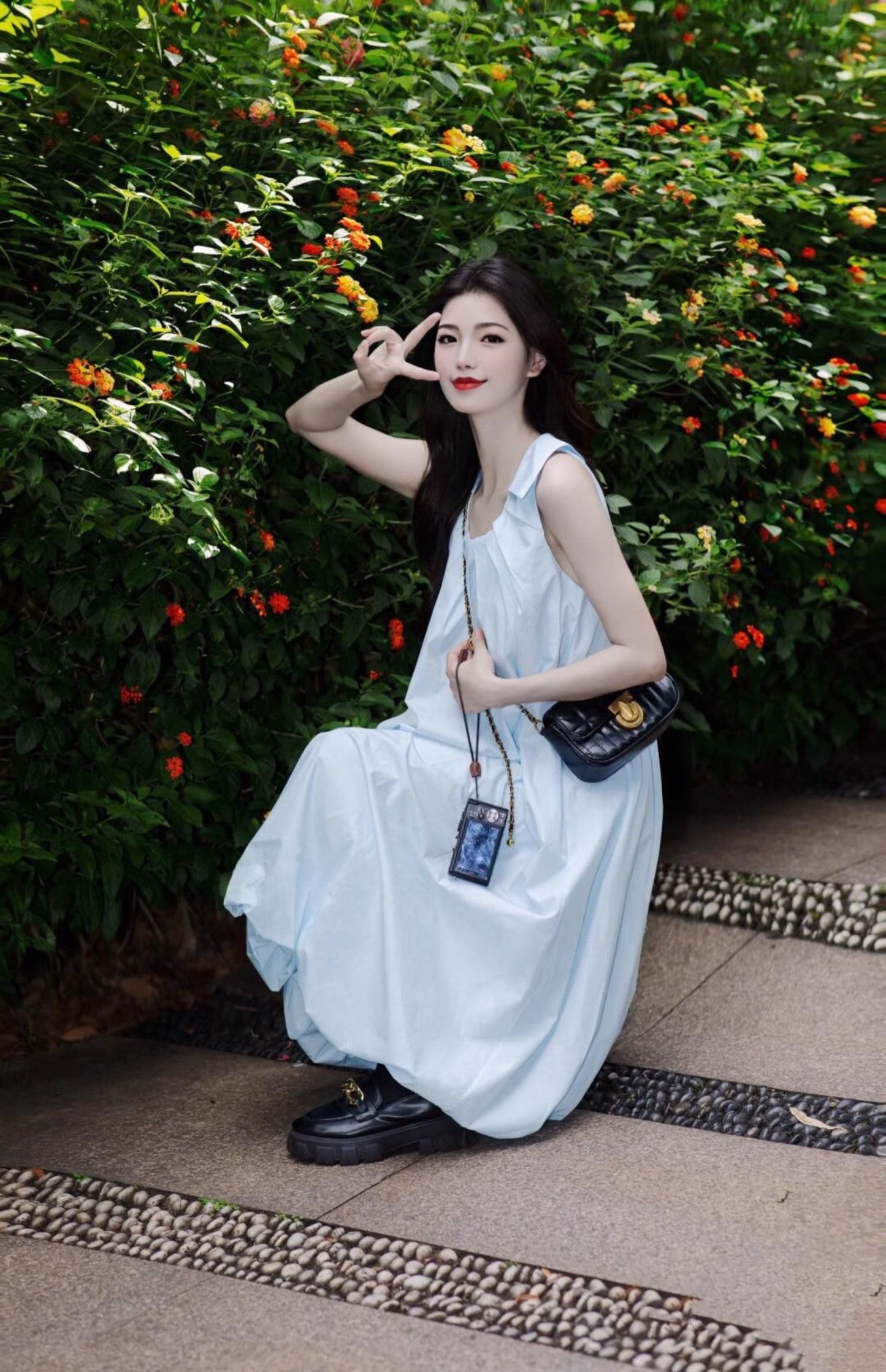 Beautiful skirt chic pleated bud long skirt niche vest dress R0767