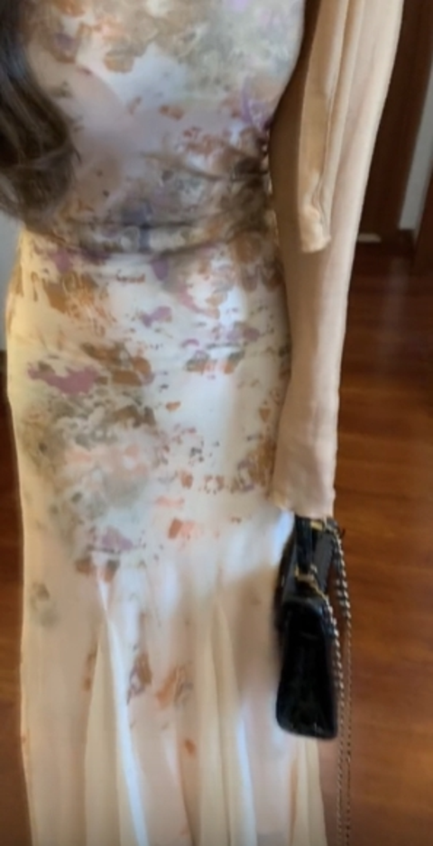 Floral suspender skirt gentle temperament beautiful waist slim hip skirt R0637