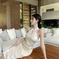 Girls improved cheongsam 2025 new style national style jacquard sleeveless halter dress R1767