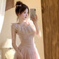 Pink fairy dress waist French tulle irregular princess skirt female summer R3906