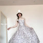 Floral suspender dress new style beautiful waist temperament long dress R0590