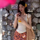 Vacation style outfit sexy hot girl beautiful knitted top floral skirt two-piece skirt R0893