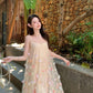 Beautiful small skirt loose A-line long skirt holiday style flower suspender dress R0693