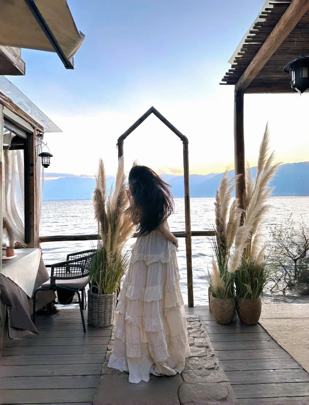 Island style seaside vacation halter neck backless dress Bohemian beach dress R1579