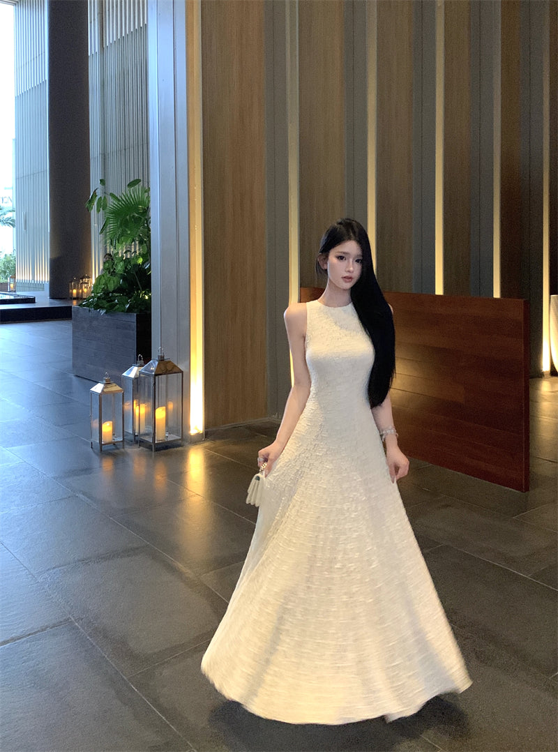 Elegant and decent skirt exquisite lace vest large swing skirt waist dress R0711