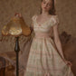French court style empire dress printed lace dress cotton R5072