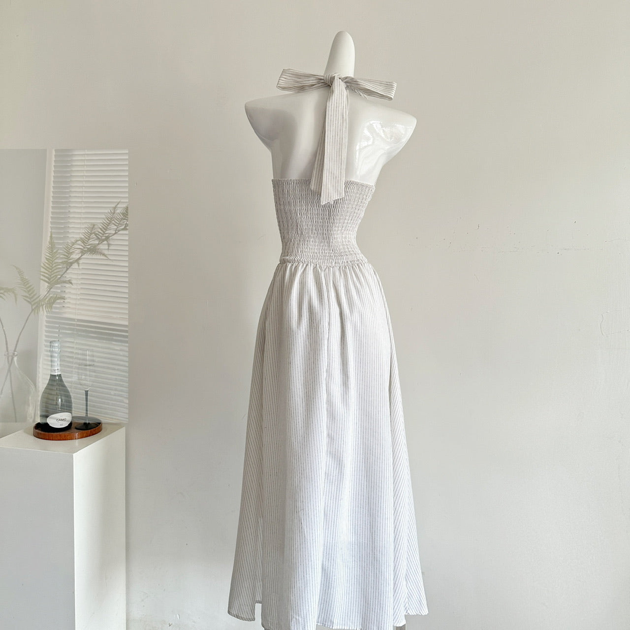 Fishbone halter neck V-neck dress Fishbone tube top R2057