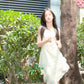 Irregular white suspender dress gentle temperament beautiful summer skirt R0756
