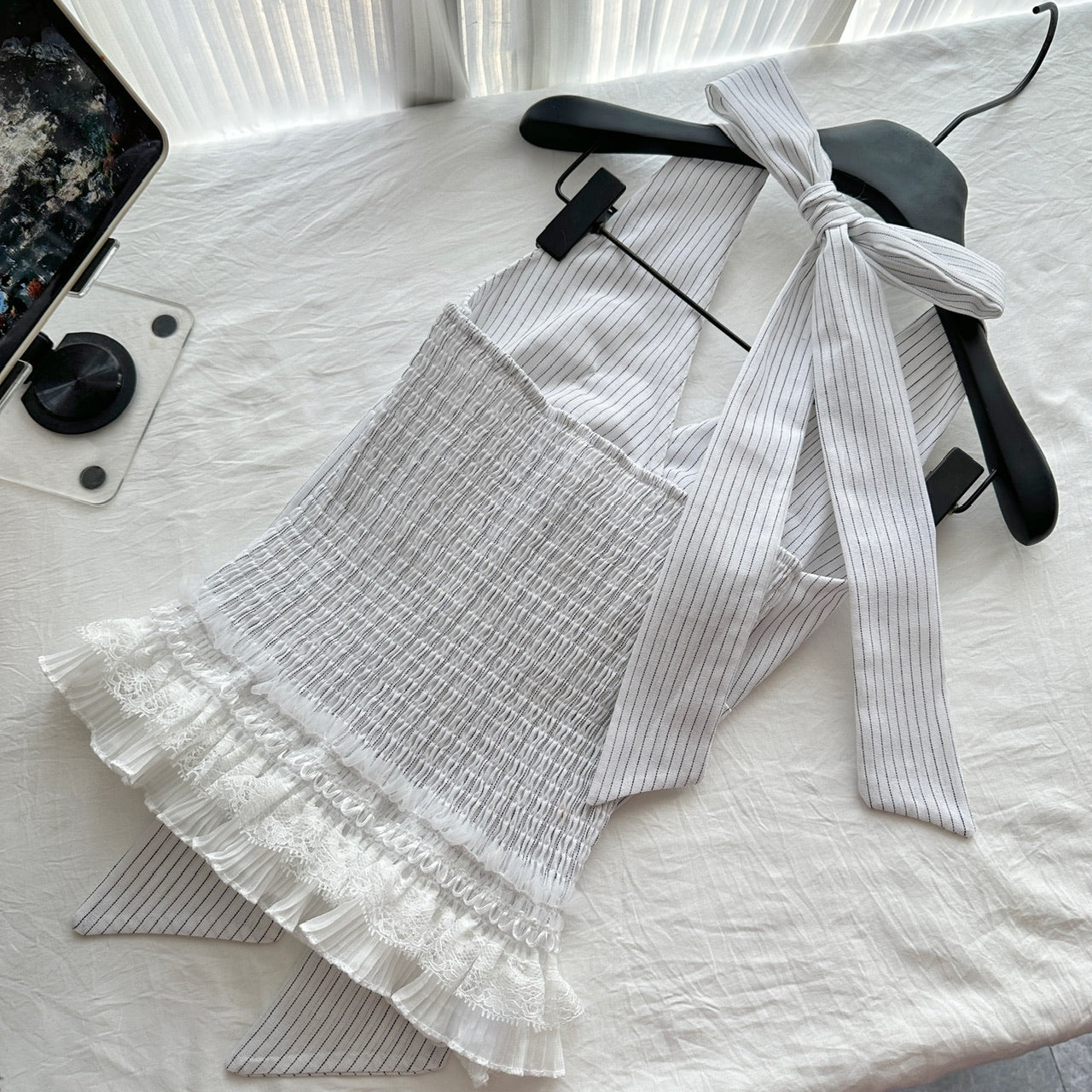 Fishbone halter neck V-neck dress Fishbone tube top R2057