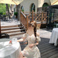 French yellow floral short-sleeved dress, beautiful summer skirt R3867