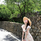 French romantic floral dress women's summer unique beautiful long dress R3870