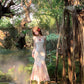 Summer fishtail design floral long skirt with suspenders for holiday R3868