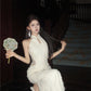 New Chinese cheongsam young style sleeveless halter neck dress 2025 new R1802