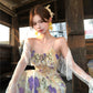 Beautiful floral fishtail suspender long dress slim hip dress R0628
