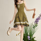 Han element green suspender dress 2025 temperament wear short skirt R1949