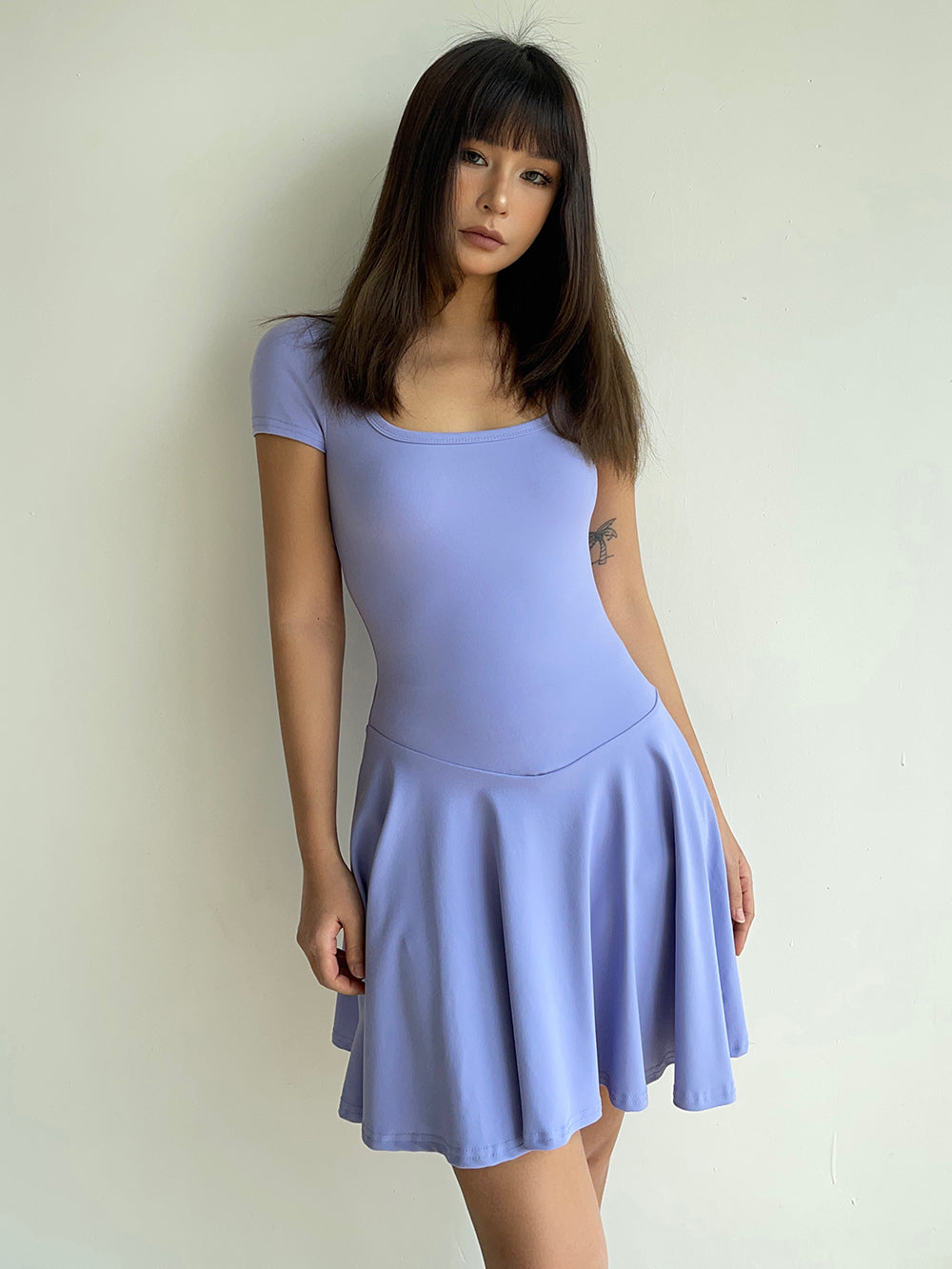 Elastic sexy low-cut square neck waist dress new summer style temperament slim ballet skirt R3073
