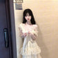 Summer beautiful little skirt gentle temperament lace v-neck suspender dress R0850