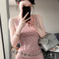 A complete set of backless polka dot suspender top and skirt, salty and mature two-piece suit new style R0445