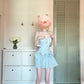 One dress for multiple wears, holiday style blue bow suspender dress, gentle temperament, beautiful long dress R0446