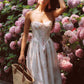 French retro palace style satin suspender long dress with large skirt R5066