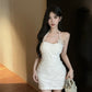 Pure lace halter neck three-dimensional flower sling dress beautiful summer hip skirt R3395