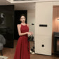 Burgundy halter neck dress French style suspender dress high-end dress R1454