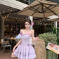 Purple suspender dress 2025 new style waist slim cake short skirt R0667