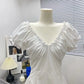 Tea break French style white pleated dress new style high-end waist slimming sweet princess dress R0153