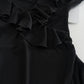 V-neck knitted dress new style ruffled trumpet sleeve slim French little black dress R0135
