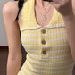 Sweet and salty hot girl backless knitted skirt female summer sweet polo dress waist skirt R0133
